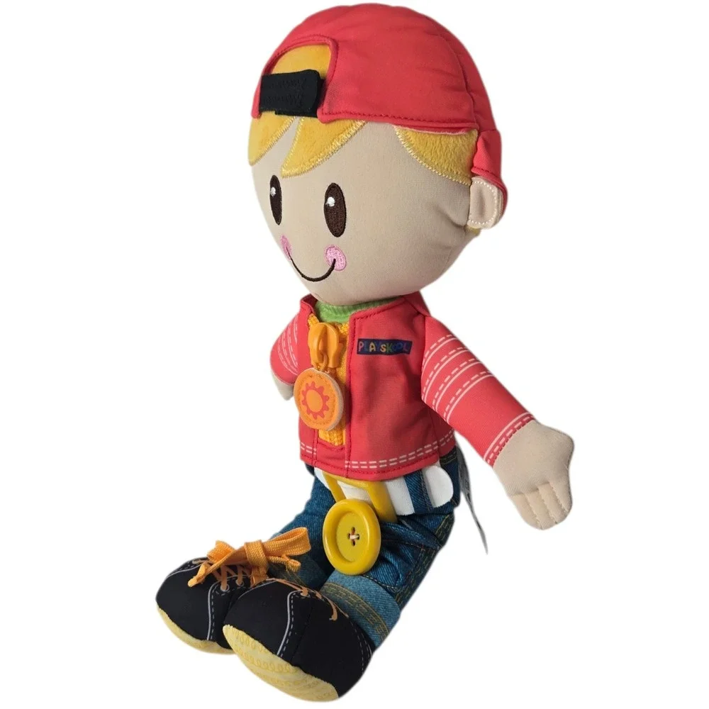Playskool Dressy Kids Plush Boy Doll Learn To Dress Teaching‎ Toy Zipper Shoes